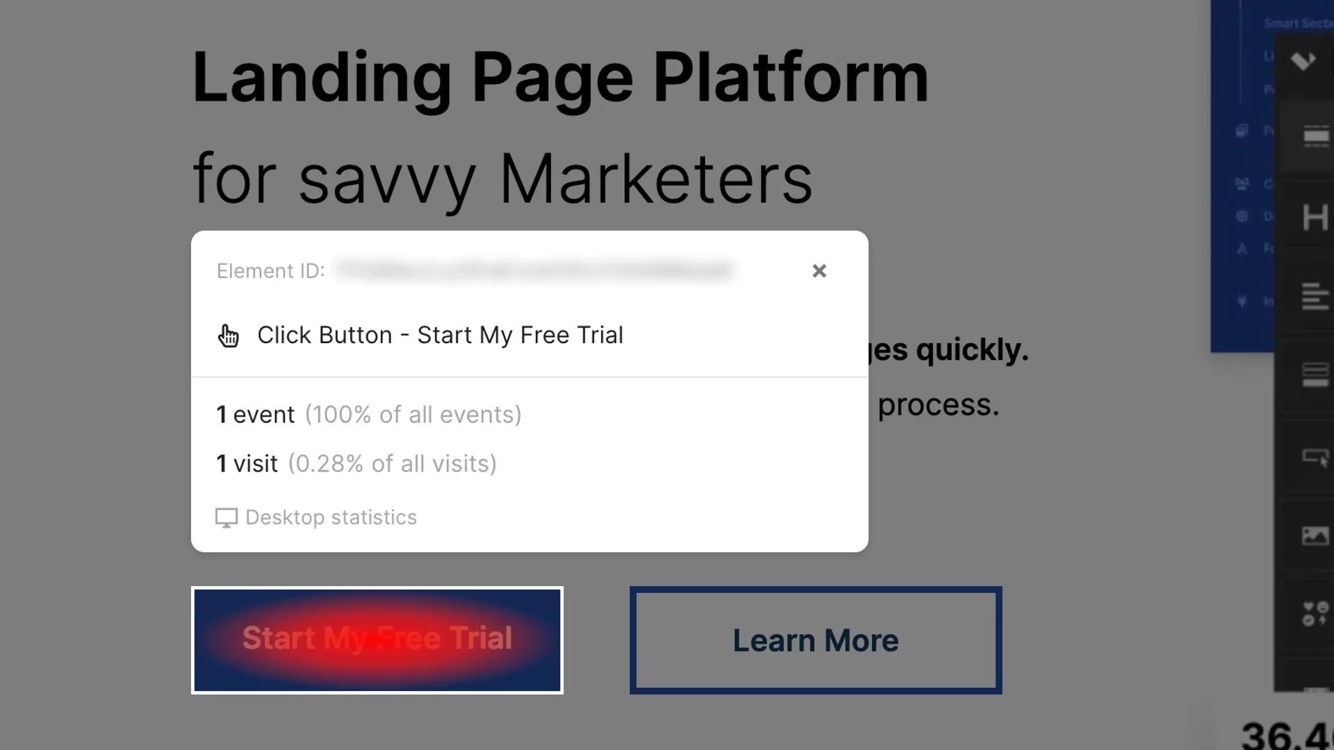 Zbliżenie: liczba kliknięć w przycisk Start My Free Trial
